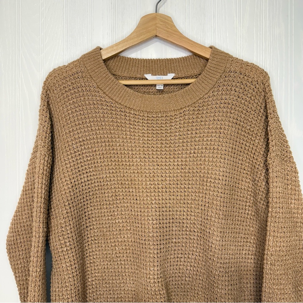 Time and Tru tan knit crewneck sweater size XL - Picture 3 of 8